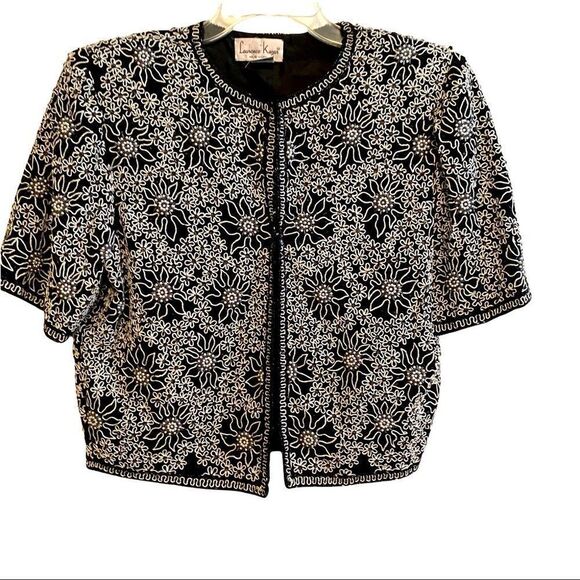 Lawrence Kagar Embroidered Beaded Vintage Jacket Top Sz L - Picture 1 of 4